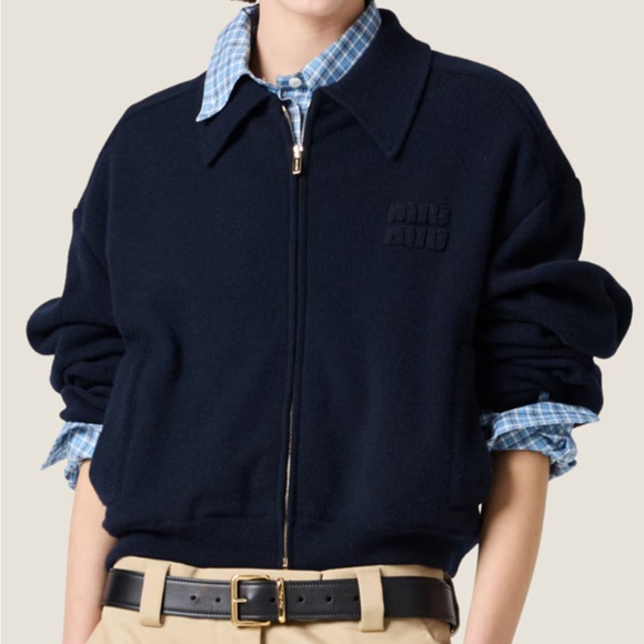 ❌SOLD❌Miu miu cardigan zipper navy - Picture 2 of 10